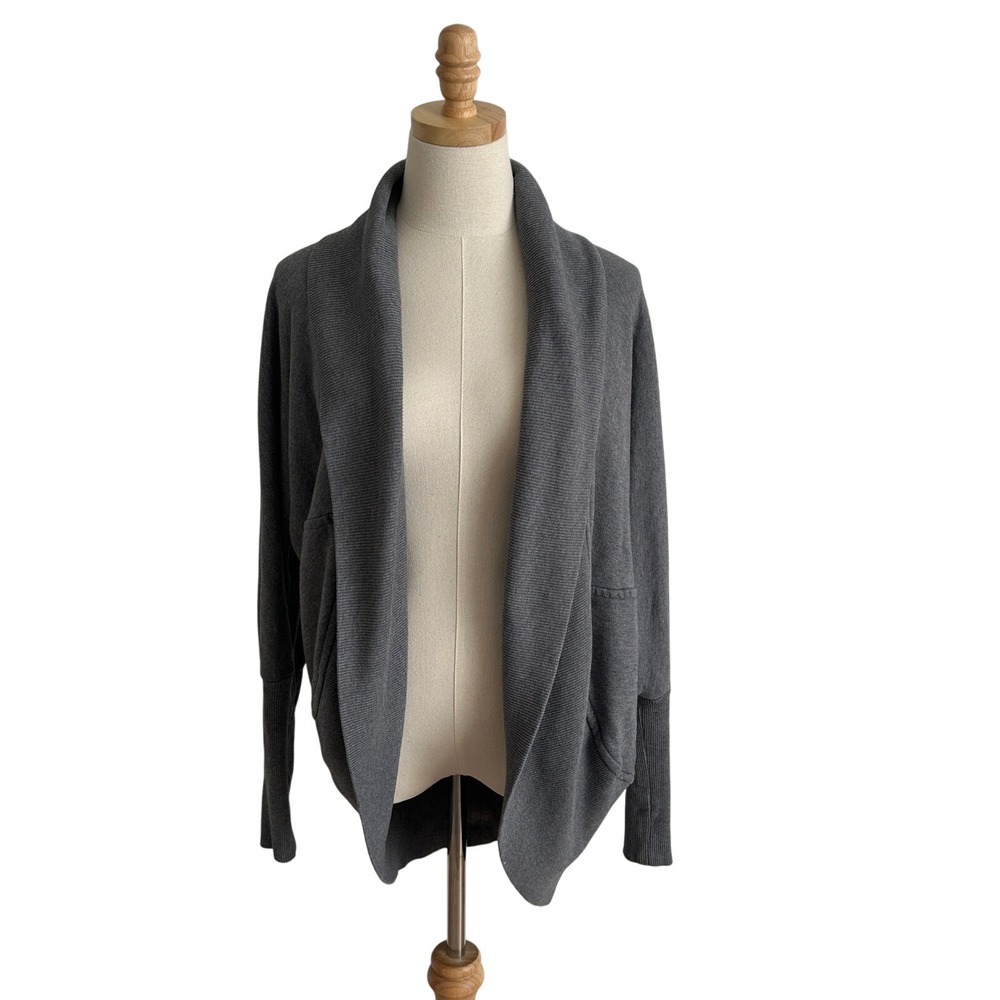 Wilfred‎ Free Gray Knit Cardigan Open Front Dolman Sleeve Pockets Casual Comfy